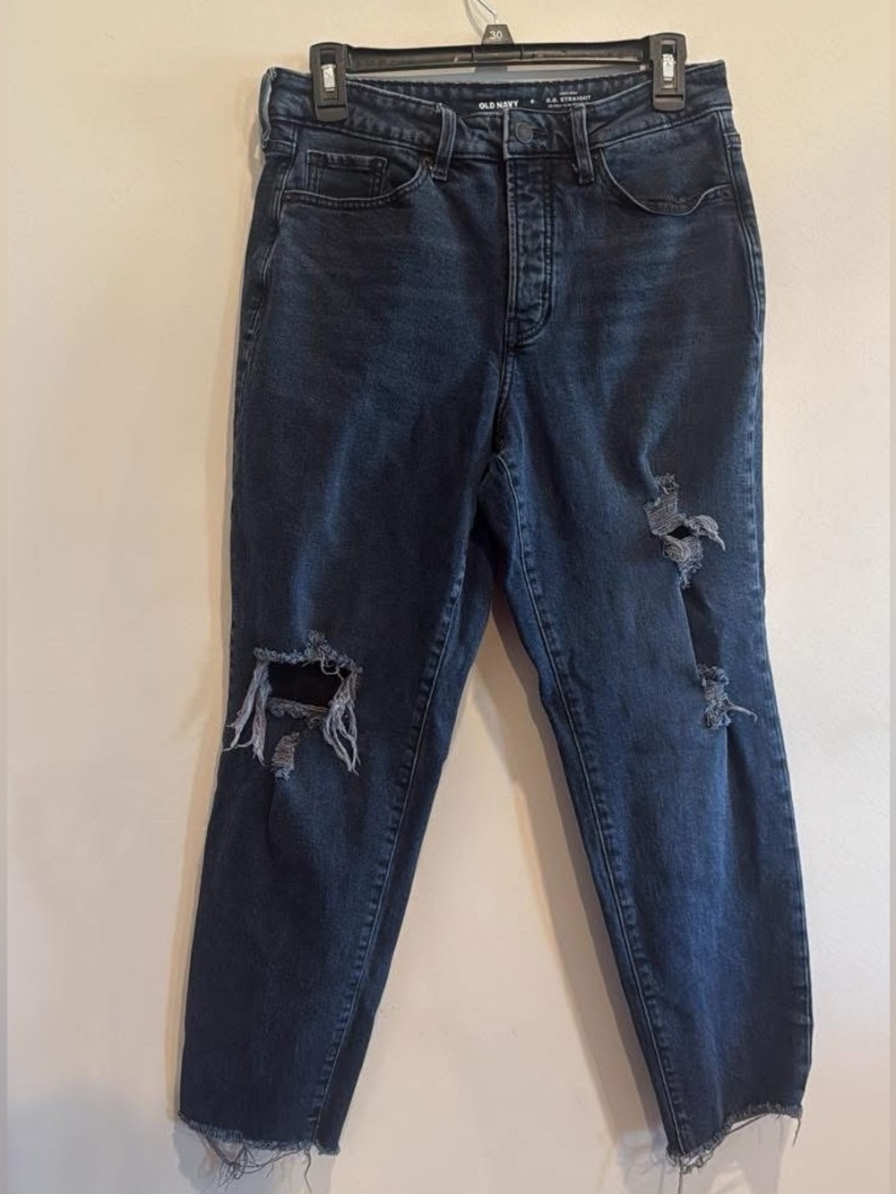 Old Navy Women's Dark Wash Distressed Boyfriend Jeans